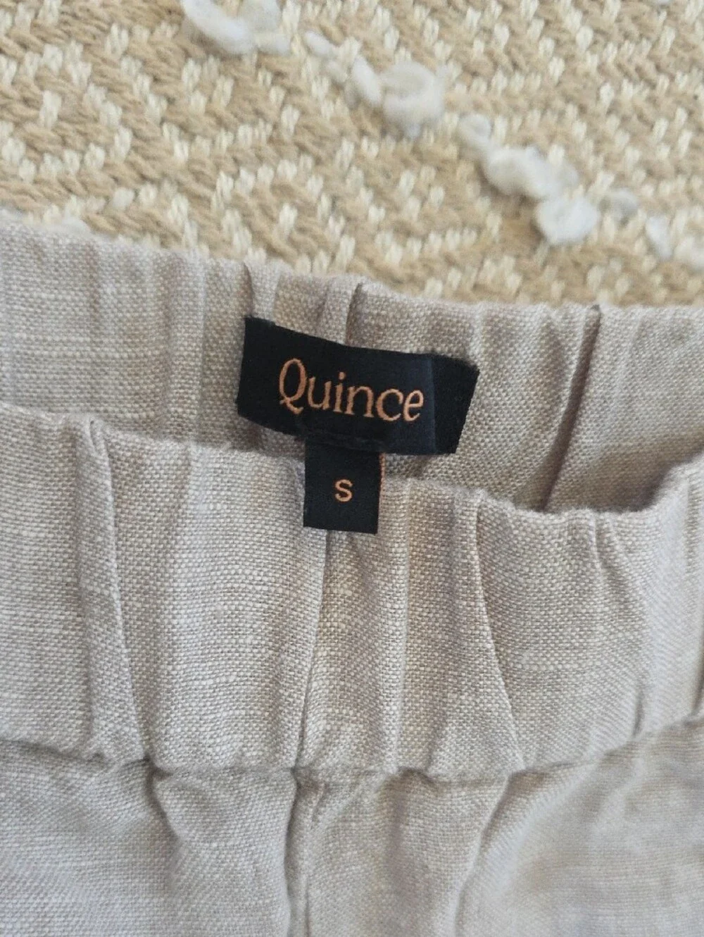Quince Women's Ankle Linen Cropped Pull On Pants in Light Beige Flax Small
